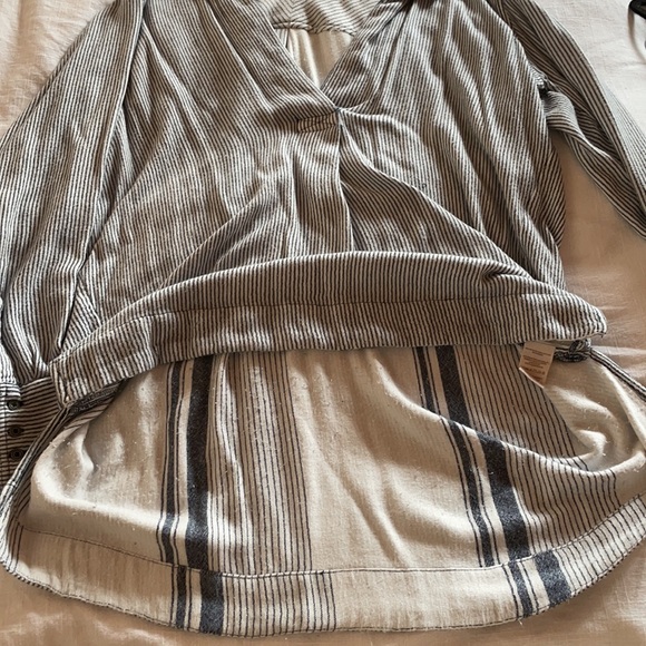 Free People | Blue & White Railroad Stripe Popover | L - Picture 11 of 15